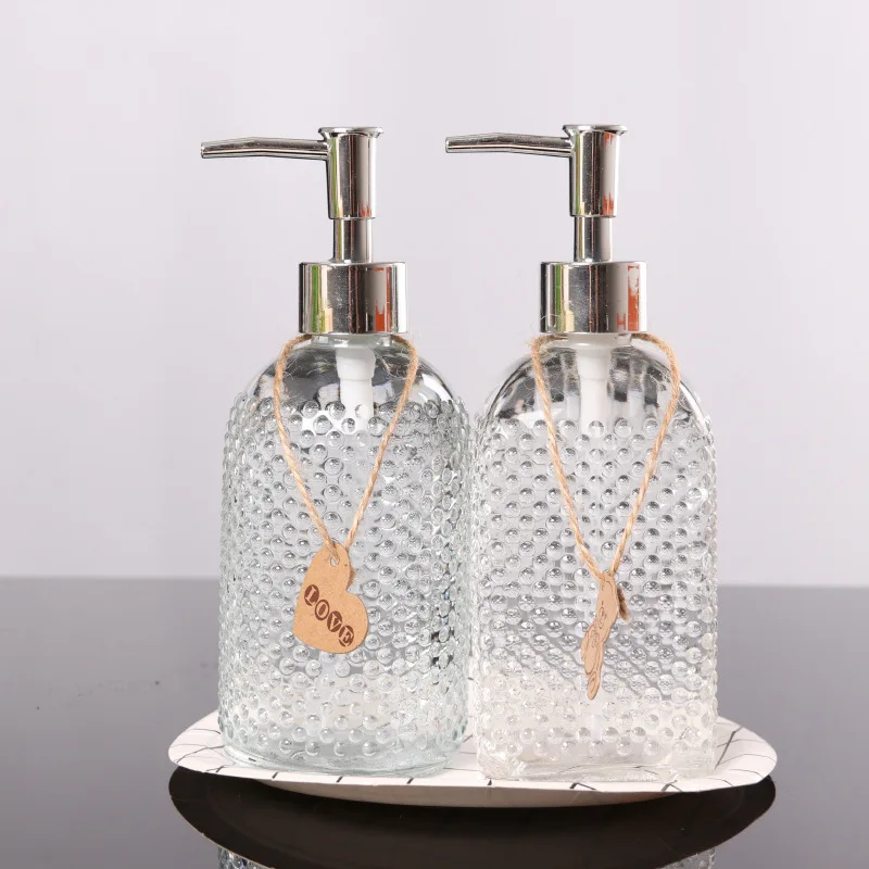 Glass Lotion Bottle 500ml Clear Glass Bottle Household Shower Gel Sub-packing Bottle Simple Bathroom Accessories Soap Dispenser