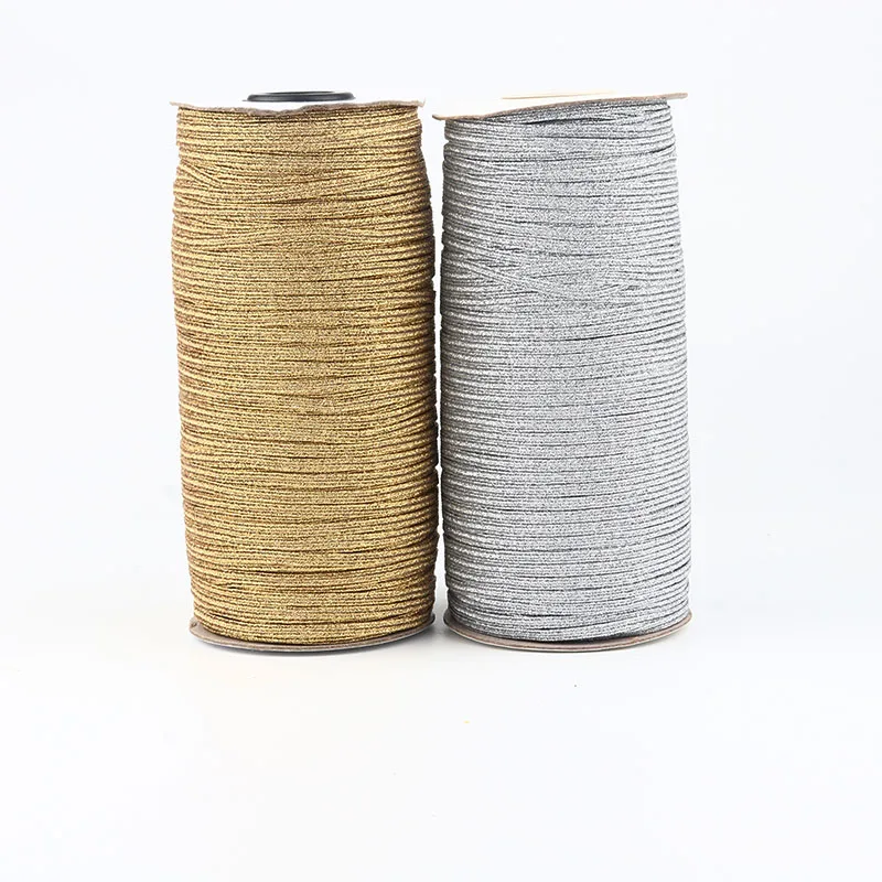 5Yards Gold Silver High-Elastic Sewing Elastic Ribbon 3mm 6mm 9mm Elastic Band Spandex Trim Sewing Garment Accessories Lace Trim