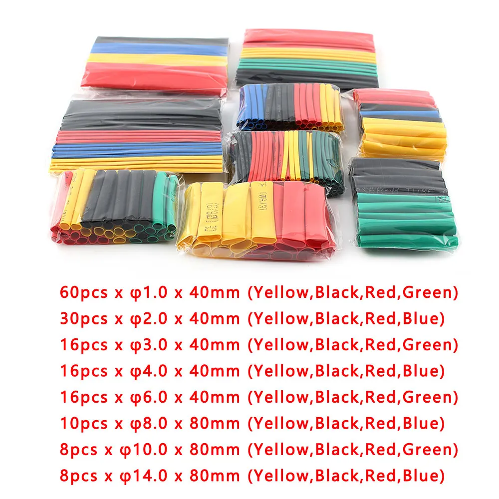 

164PCS Heat Shrink Tube Tubing Termoretractil Heat Shrinkable Wrapping Cable Sleeve Polyolefin Tube Insulation Wire