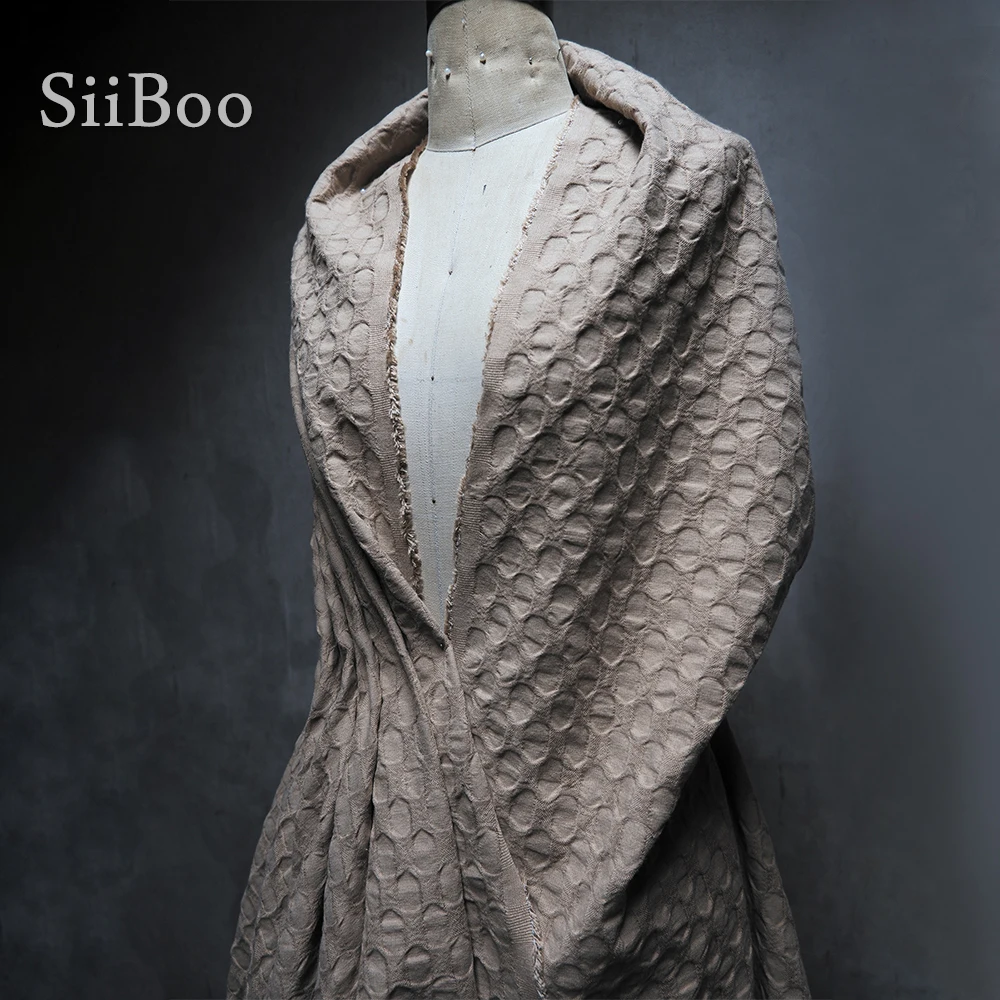 Siiboo wool cotton blend fabric for women winter dress coat super soft touch with textured jacquard weaving workmanship sp6330