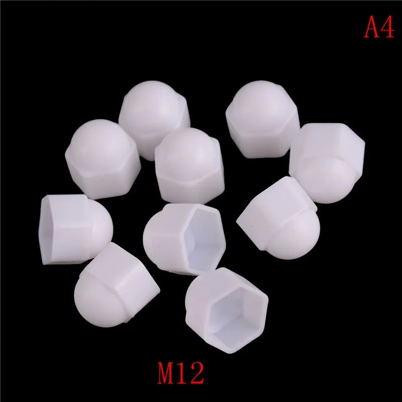 10x M6 M8 M10 M12 White Dome Bolt Nut Protection Caps Cover Hex Hexagon