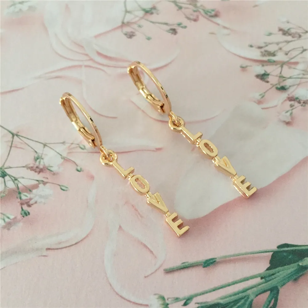 Gold color Letter Love Drop Earrings Newest Fashion Earrings For Women European Design Drop Earrings Gift For Friend