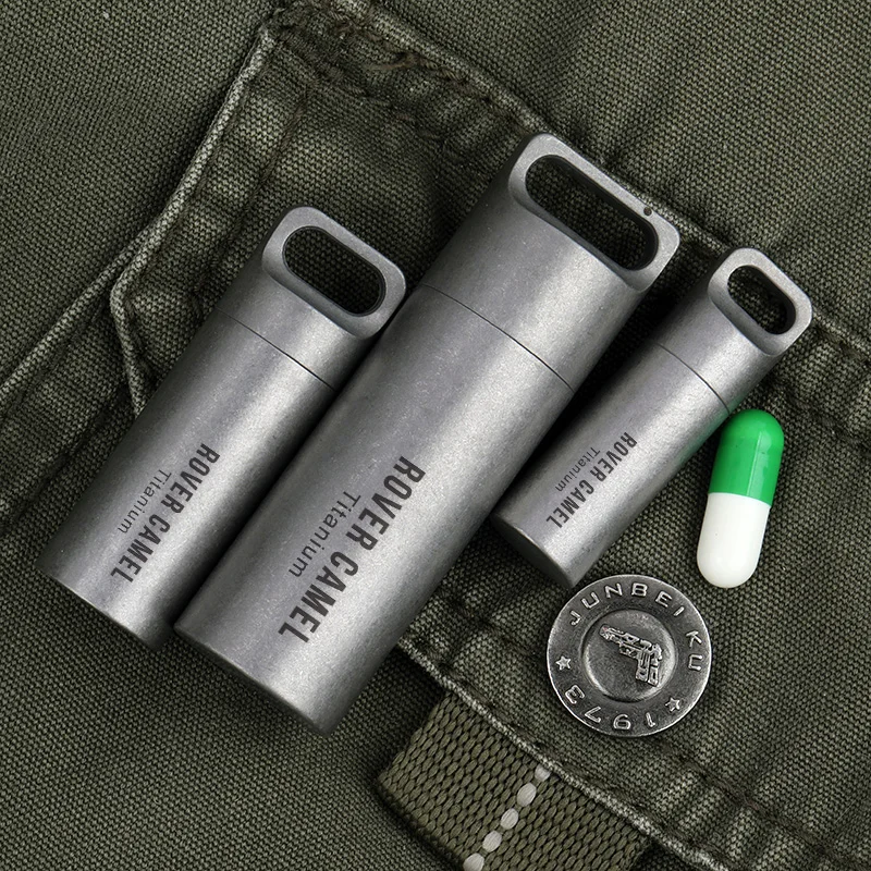 Portable Pill Box Titanium Metal Small Pill Case Keychain for Pocket Purse Outdoor Travel Camping Waterproof Pill box