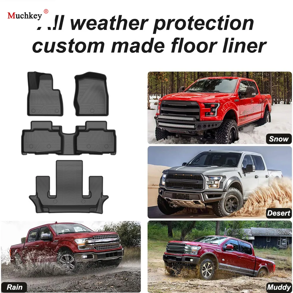 Car Floor Mats For Ford Explorer 2020 TPE Foot Pad 6-Seat All-Weather Waterproof Anti-Slip Auto Decoration 4Pcs/Set