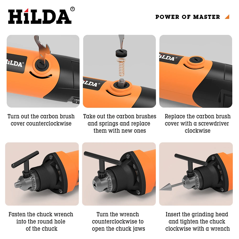 HILDA Mini perceuse électrique, outils rotatifs, meuleuse à vitesse Variable, outil de meulage avec accessoires de gravure, Mini perceuse 220V