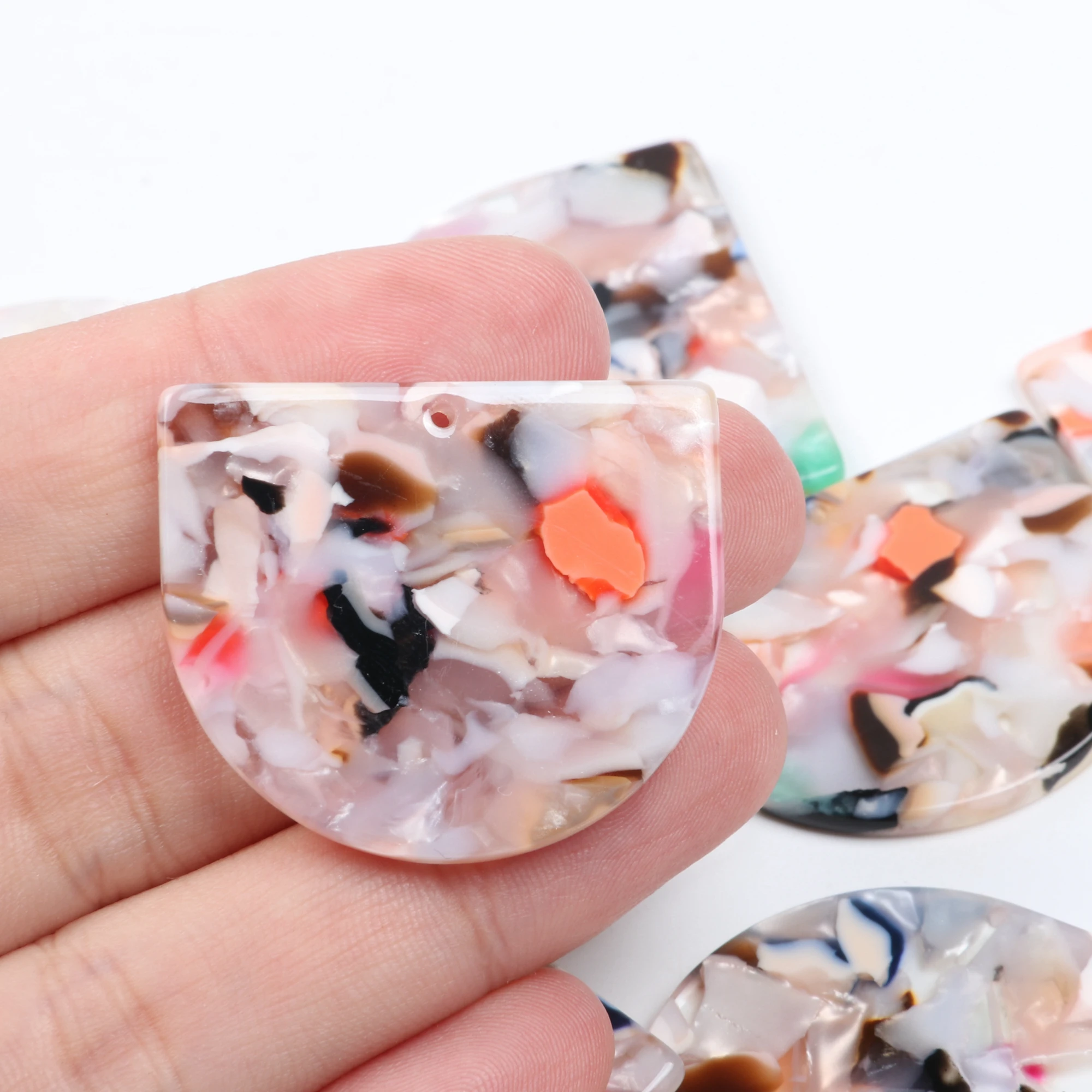 Tortoise Shell Earrings Charm,Acetate Acrylic Special D Shaped Pendants,Boho Earring Parts ,35x30mm,ACE-210