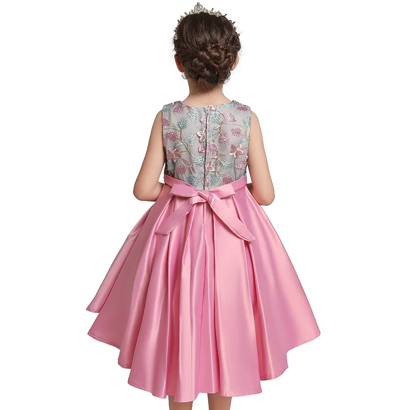 OLOME Girls Formal Dress Fashion Bridesmaid Costume Lolita Pink Clothing 2-7 Years Kid Sumer Skirts Birthday Ball Garments