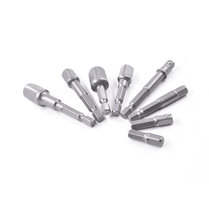 8PCs Hex Shank Wrench Drive Power Drill Socket Drill Adapter Socket Extension Bit Adaptor Set 1/4" 3/8" 1/2" screwdriver tools