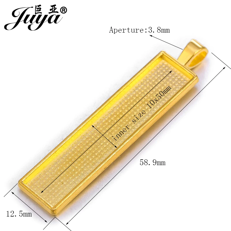 10 pçs/lote 10x50mm Cabochão Pingente Base de Cameo Bandeja Retangular/Frame Configurações do painel frontal Para Acessórios de Jóias DIY Fazendo Artesanato