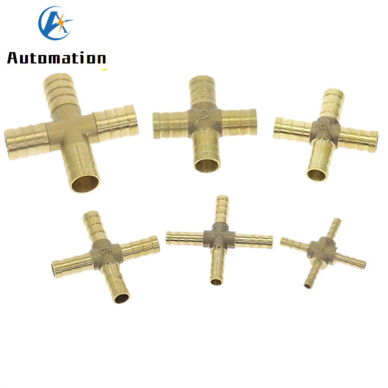 

Cross Shaped Brass Pipe Fitting 4 Way 4mm 6mm 8mm 10mm 12mm Barb Connector Joint Brass Barbed Coupler Adapter Coupling Pneumatic