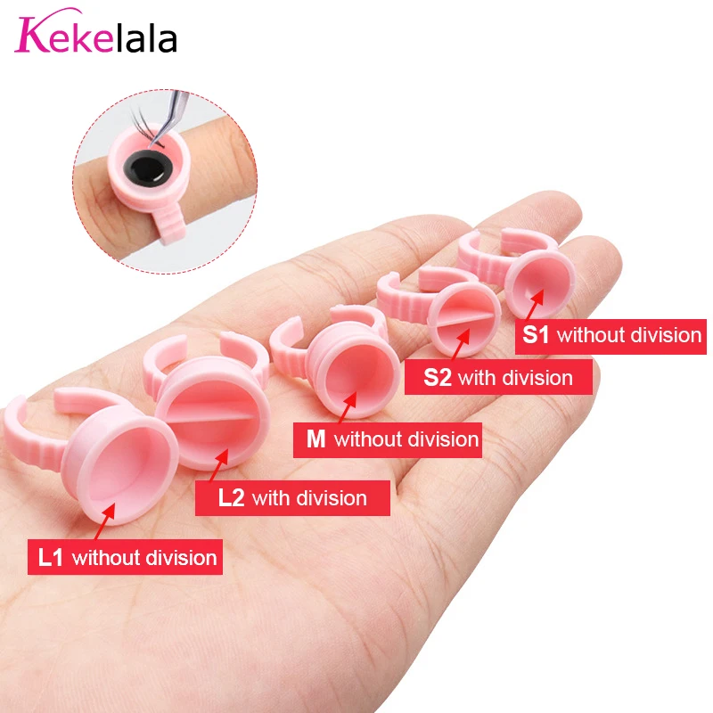 Kekelala 100PCS White Plastic Glue Ring Cups For Eyelashes Extension Microblading Pigment Holder Makeup Beauty Tools Supplier