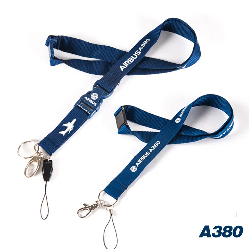 

AIRBUS A380 Lanyard for Pilot License ID Holder, Wide Blue with Metal Buckle for Flight Crew Airman Unique Gift