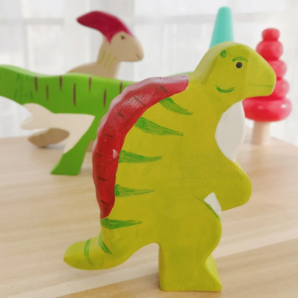 Spinosaurus Khủng Long Bằng Gỗ Tự Nhiên Montessori Handmade Hình Động Vật Lớn Handcarft Đồ Chơi Cho Trẻ Em Đầu Đồ Chơi Giáo Dục