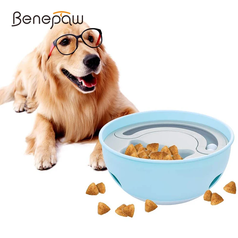 Benepaw 2 In 1 Slow Feeding Dog Bowls Nontoxic Food Dispensing Pet Feeder No Choking IQ Training Tumbler Puppy Puzzle Toys