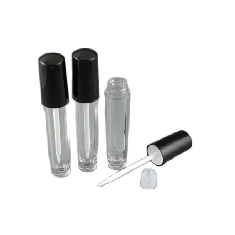 

6ML 50pcs Clear Arcylic Lip Gloss Containers Black Lid Empty Liquid Lipstick Refillable Bottle Round DIY Lip Glaze Packing Tubes