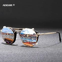 Fashion Round Sunglasses Metal Frame UV400 KDEAM Men Women's Steampunk Retro Sunglass Driving Shades With Free Box
