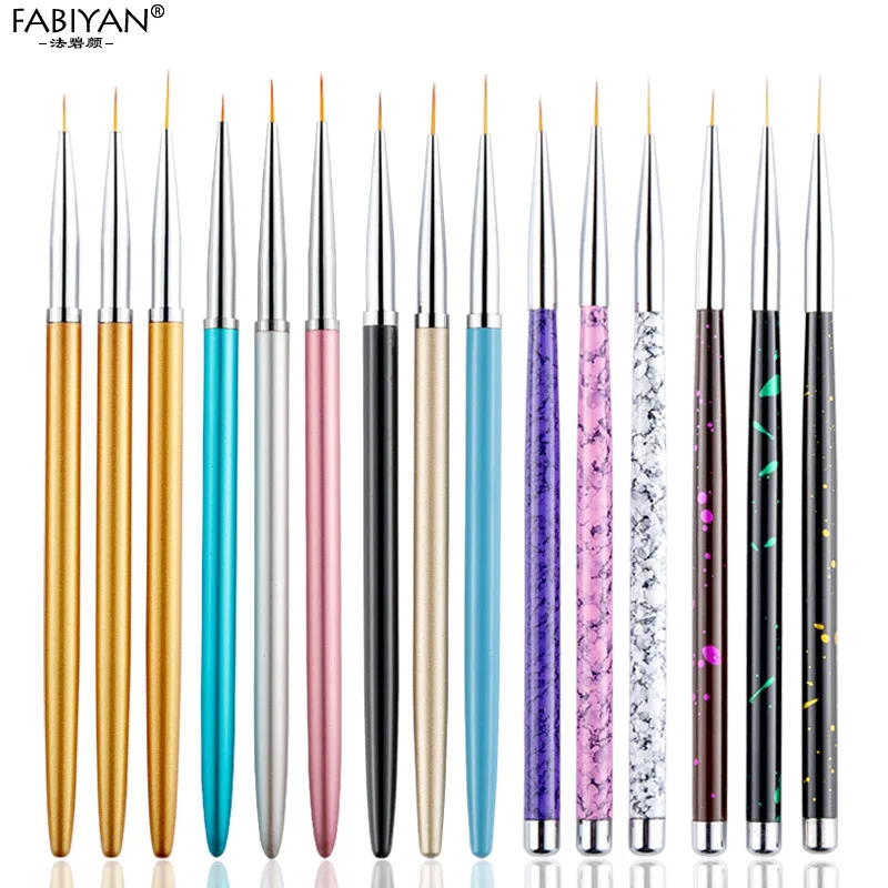 3-ネイルアートブラシセット,ゴールドメタリックブラシ,UVポリッシュ,花,3Dデザイン,マニキュア,ペディキュアツールキット,ピース/セット