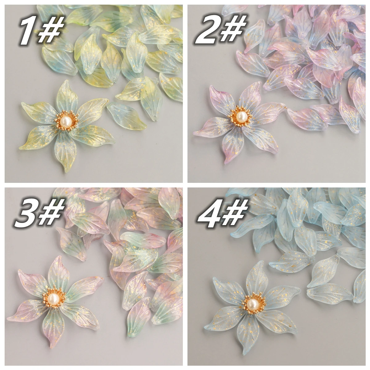 10pcs 14x30mm Flower Petal Shape Crystal Lampwork Glass Loose Top Drilled Pendants Beads lot for Jewelry Making Findings DIY