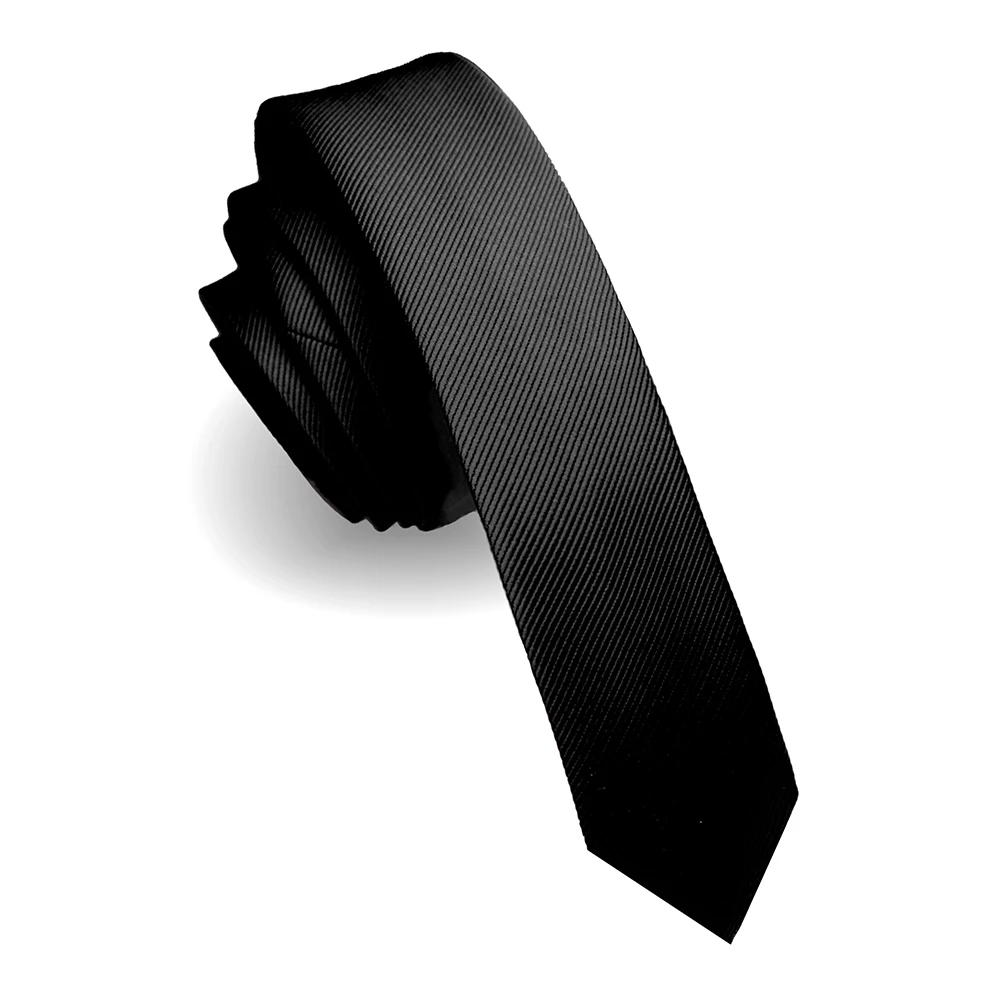 KAMBERFT Modische, schmale 4cm Seidenkrawatte, unifarben in Schwarz und Rot, handgefertigte, gewebte, schmale Krawatte für Herren für Hochzeiten und Partys. – Detail 8