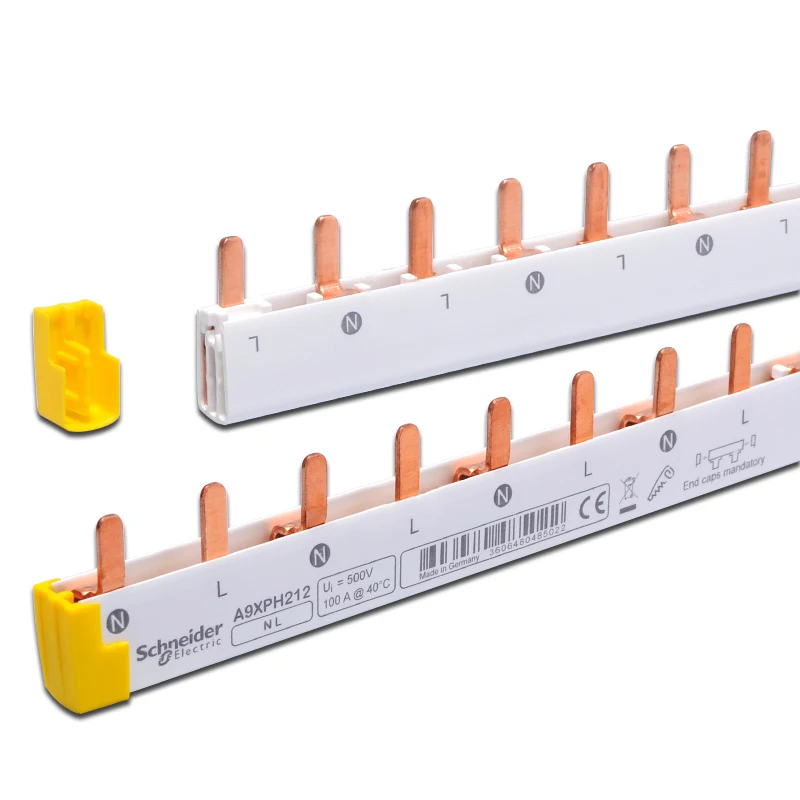 1L+N 2P busbar 12-bit can be connected to 6 2P circuit breakers, connected to copper busbar, wiring bar A9XPH212 comb bus bar