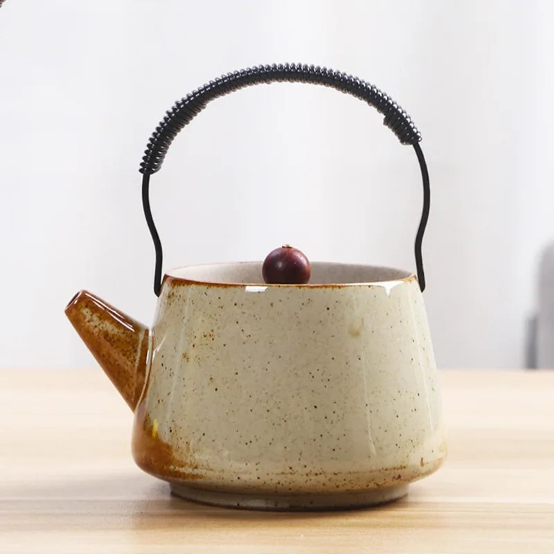 Stoneware Loop-Handled Teapot Teapot Ceramic Home Single Teapot Retro Nostalgic Japanese Kung Fu Teapot Set Ceramic Teapot