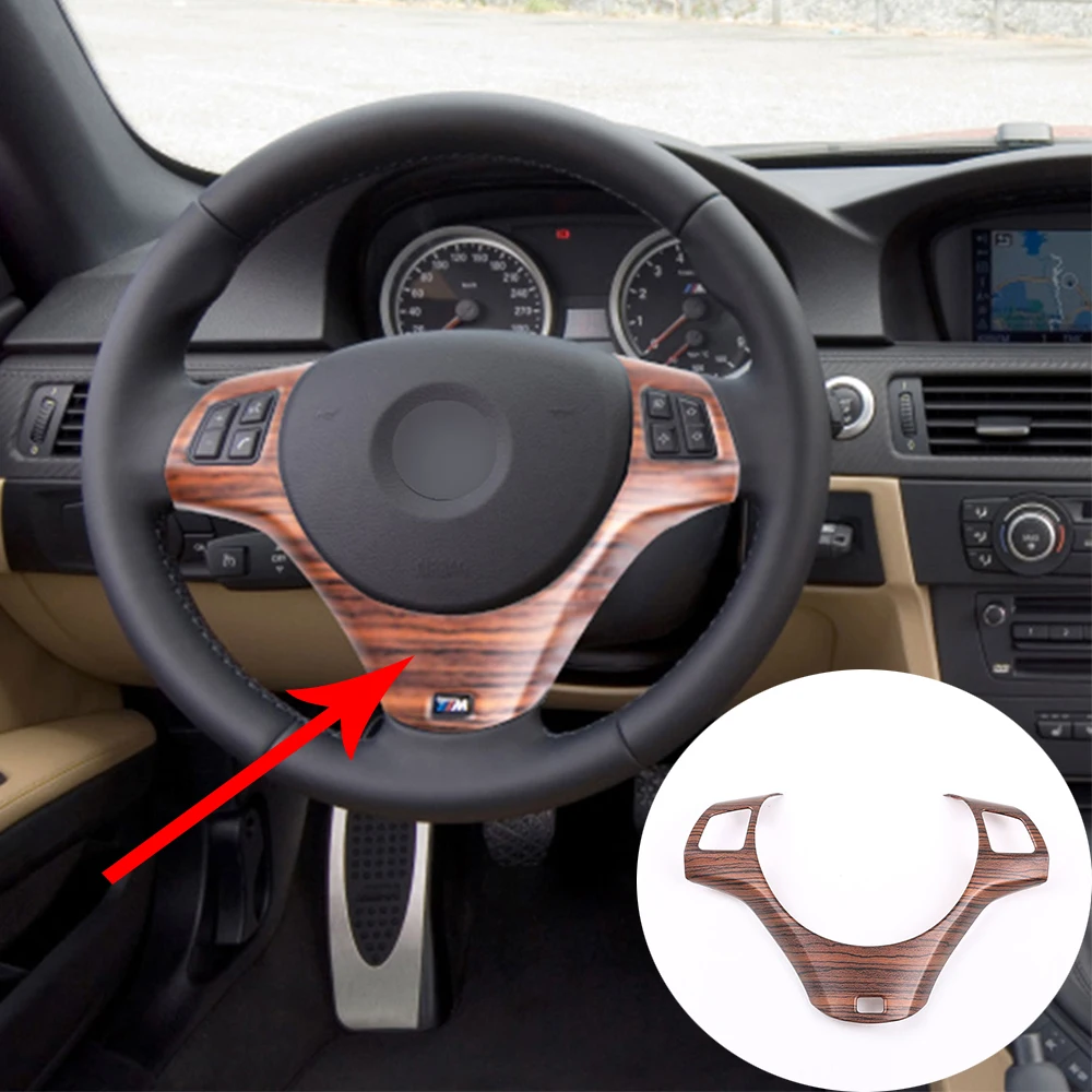 

Car Steering Wheel Decoration Frame Trim Accessories Pine Wood Grain for BMW 3 Series E90 2005-2012 Sequins ABS Plastic