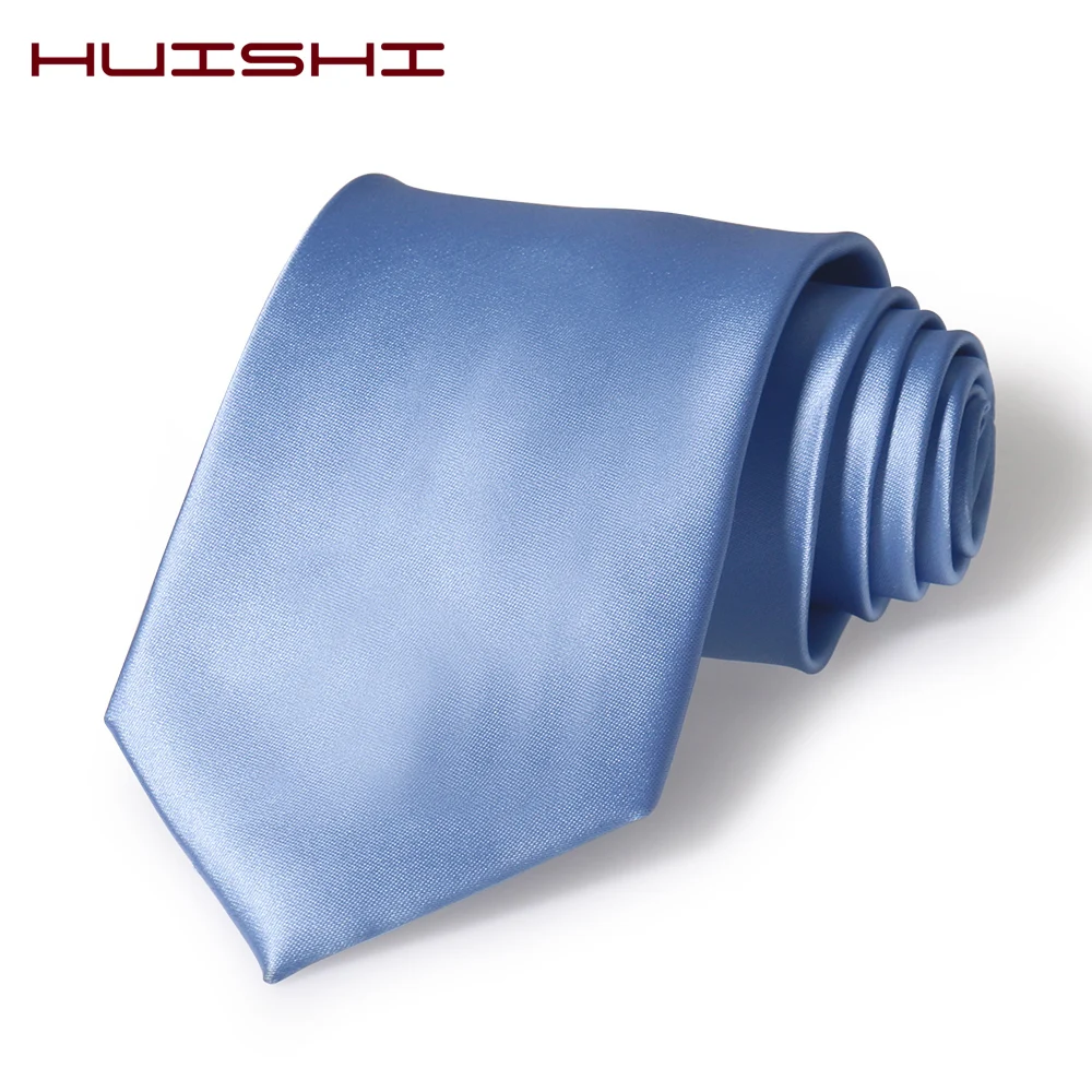 HUISHI-Cravate de la présidence bleu pour homme, en polyester, étanche, étroite, solide, 6cm de largeur et 8cm de ciel, cadeau