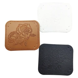 Rose Flower Handmade Leather Labels For Clothing Hand Made Pu Patch With Flower For Jeans Backpack Handmade Label For Clothes