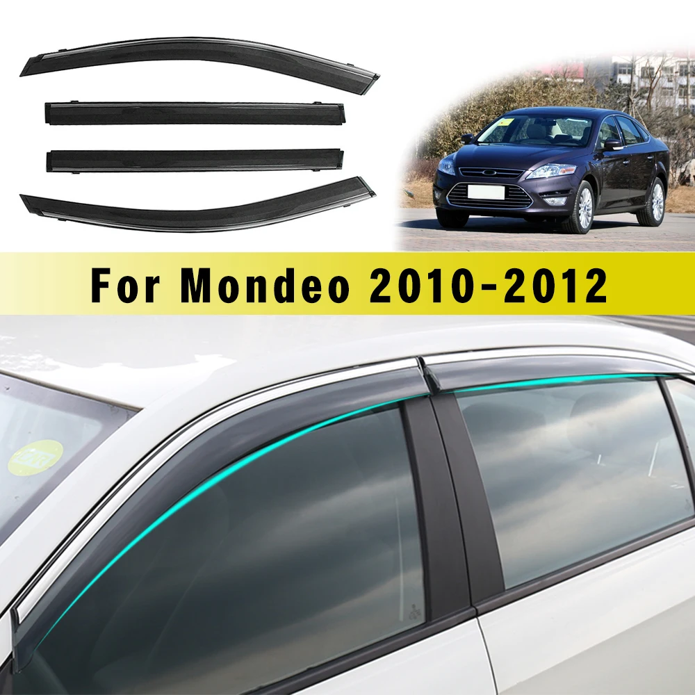 Sunny Visor For Ford Mondeo 2010 2011 2012  ABS Car Smoke Window Sun Rain exterior visor Deflector Guard Styling Accessories 4PC