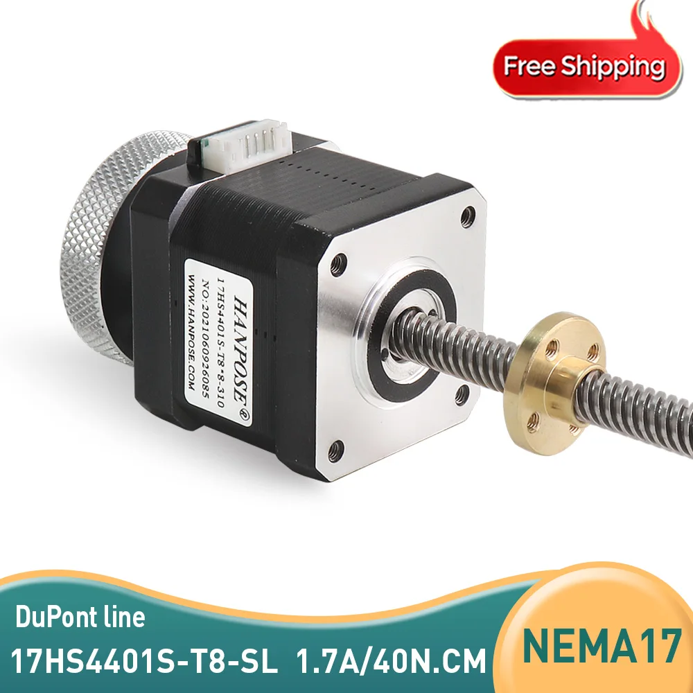 17HS4401S-T8*8 L310MM stepper motor 1.7A 40N.CM 40mm Nema17 Handwheel screw motor Copper nut lead 2/4/8mm for CNC milling machin