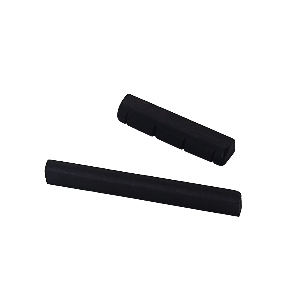Ebony Wood Bridge Saddle & Slotted Nut for 4 String Guitar Ukulele