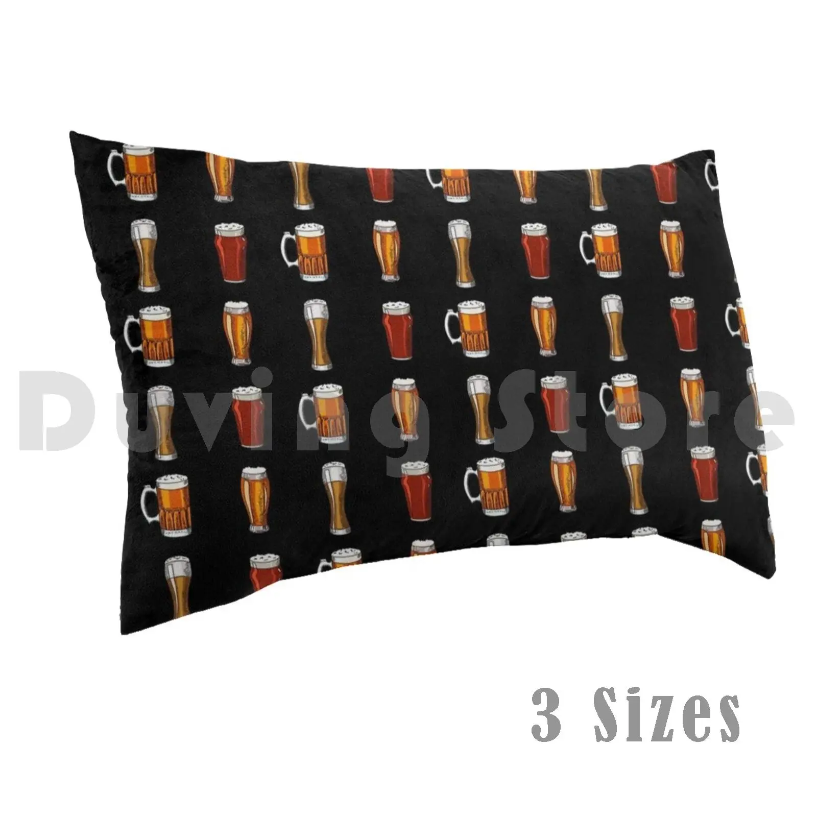 Pint Of Lager Pilsner Ale Hefe Weizen Pattern Black Pillow Case Printed 50x75 Beer Lager Pils Hefeweizen Oat