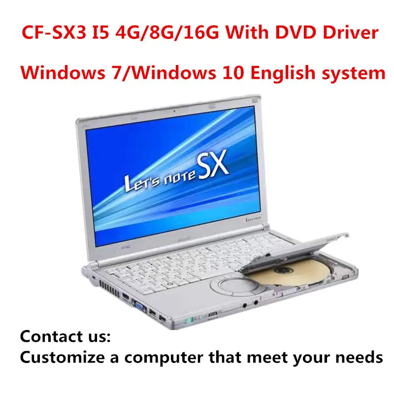 

2021 Used Computer For Panasonic SX3 CF-SX3 I5 4300 4G/8G diagnostic laptop WIFI With DVD Driver Rugged with 256GB/512GB SSD