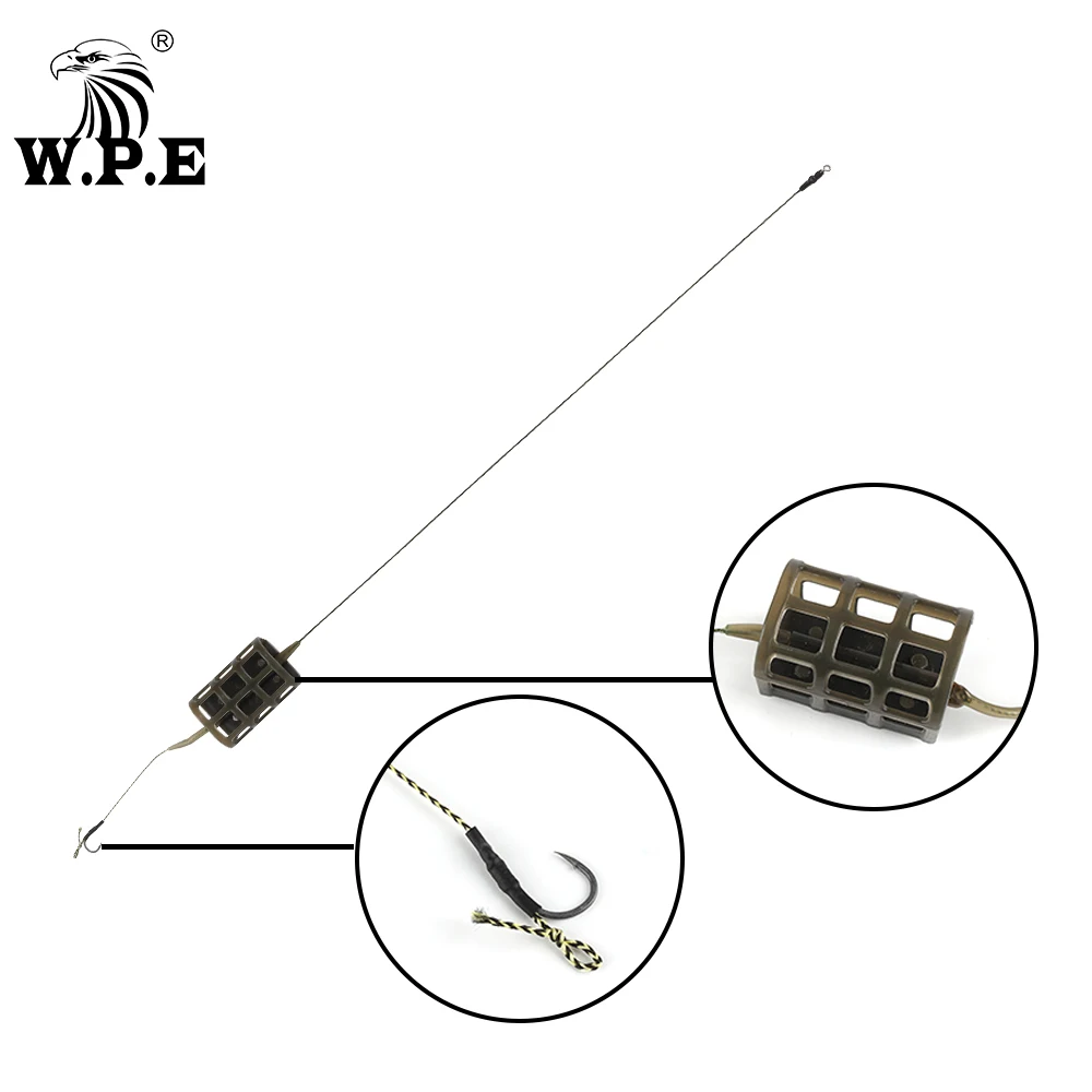 W.P.E 1pcs Carp Fishing Hook Group 30g/40g/50g/60g/70g Lead Core Braid Line Europe CarpFish Hook Rig Set with Sharp Hook Tackle