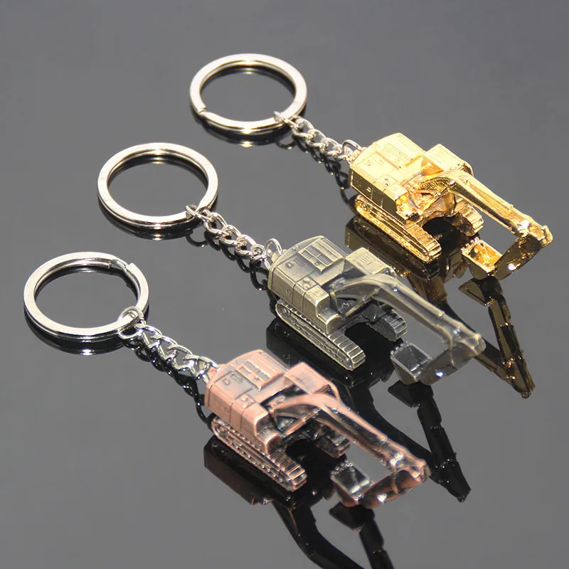 Creative Alloy 3D Three-Dimensional Excavator Keychain Men Bag Pendant Accessory Key Chain for Car Keys llaveros Friends Gift