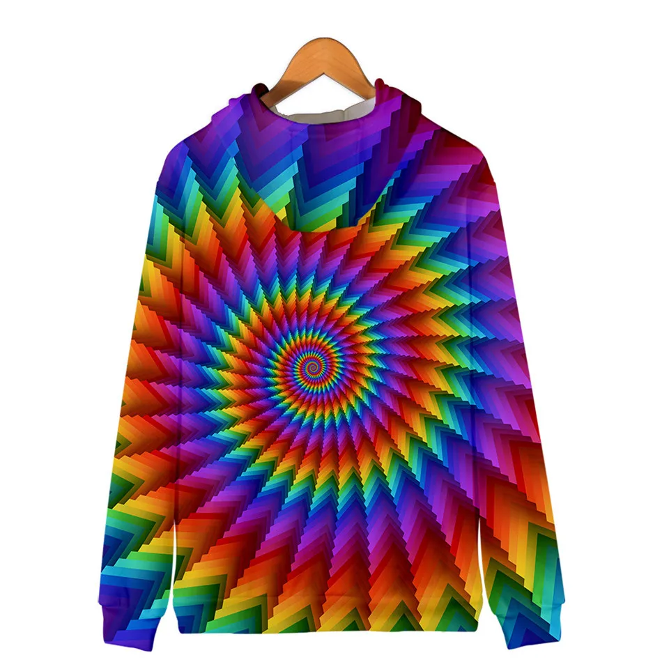 Colorful Spiral Dizzy Pattern Hoodie Men Women Optical Illusion Hoodies Sweatshirt Harajuku Tie Dye Jacket Coat Clothes