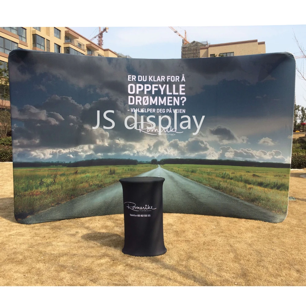 400cmx250cm curved trade show display with custom graphic printing