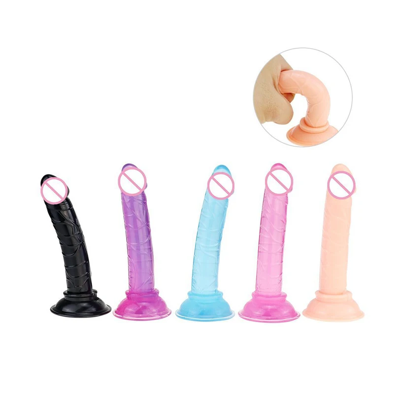 Erotic Soft Realistic Mini Jelly Dildo No Vibrator Anal Plug Dildo Strap On Small Penis Suction Cup Toy Adult Sex Toys for Woman