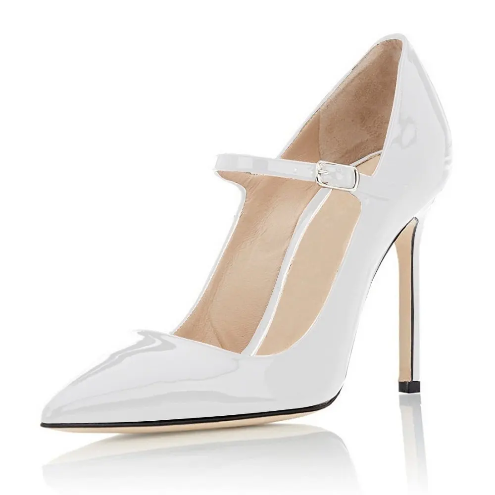 LOVIRS Women\'s Pointed Toe Mary Jane Pumps High Heel Ankle Strap Buckle Closure Dress Office Shoes plus Size US5-15 10cm