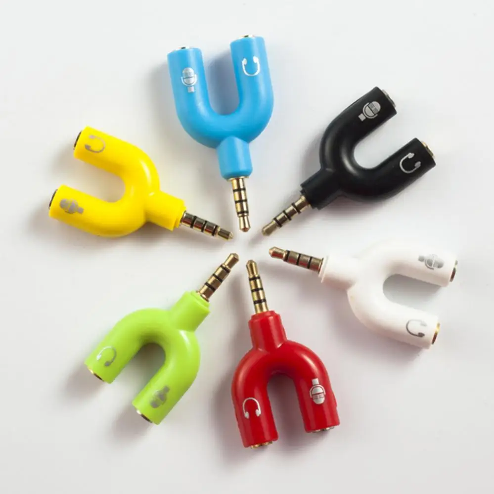 3.5 مللي متر الفاصل قابس ستيريو على شكل حرف U ستيريو الصوت هيئة التصنيع العسكري و سماعة مقسم سماعة الأذن محولات ل هاتف لوحي المحمول الكمبيوتر المحمول