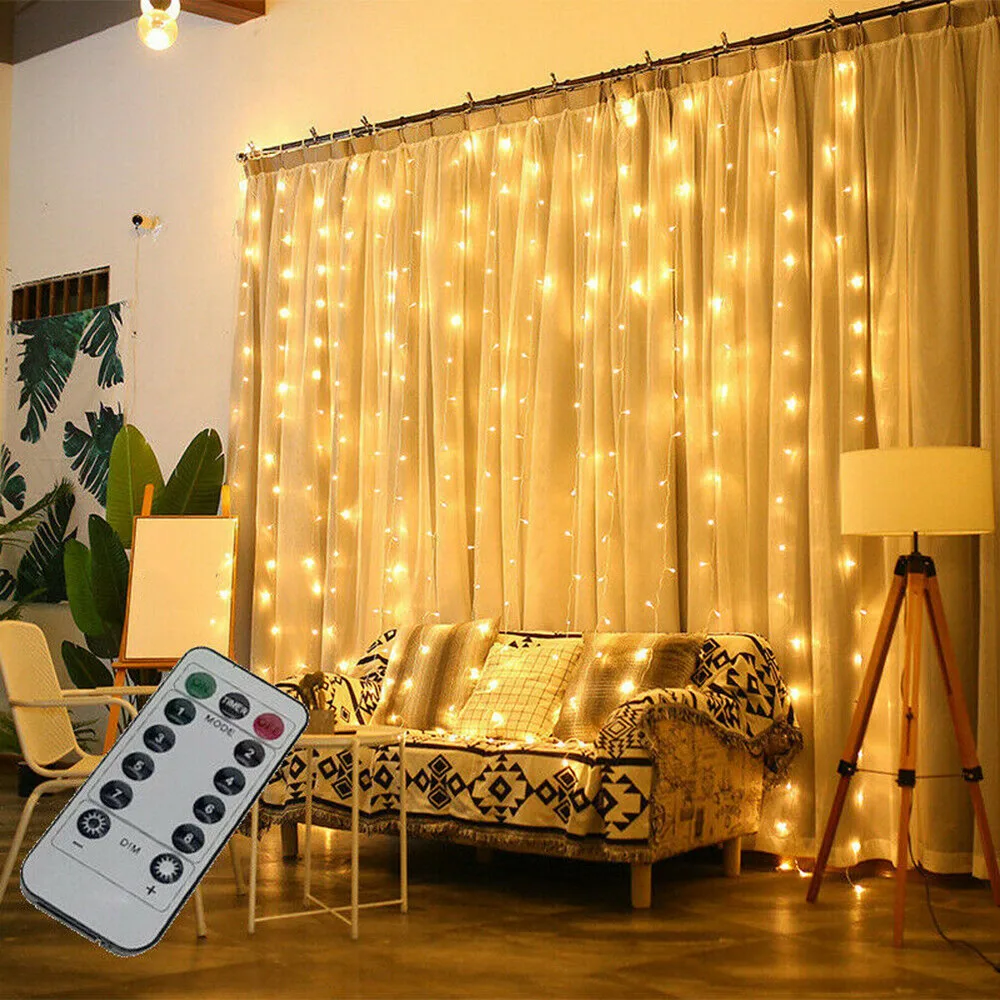 3M LED Curtain Fairy Lights String Garland Lamp USB Remote Control New Year Christmas Party Decoration for Home Bedroom Window