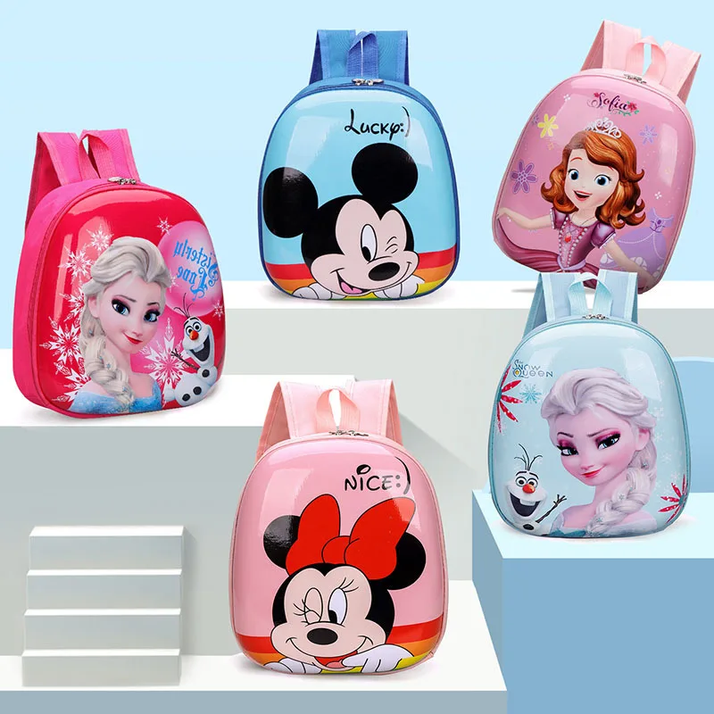 Disney Kindergarten School Bags For Girl Boy Cartoon Minnie Cute Waterproof Backpacks Children Lovely Printing Shoulder Packages