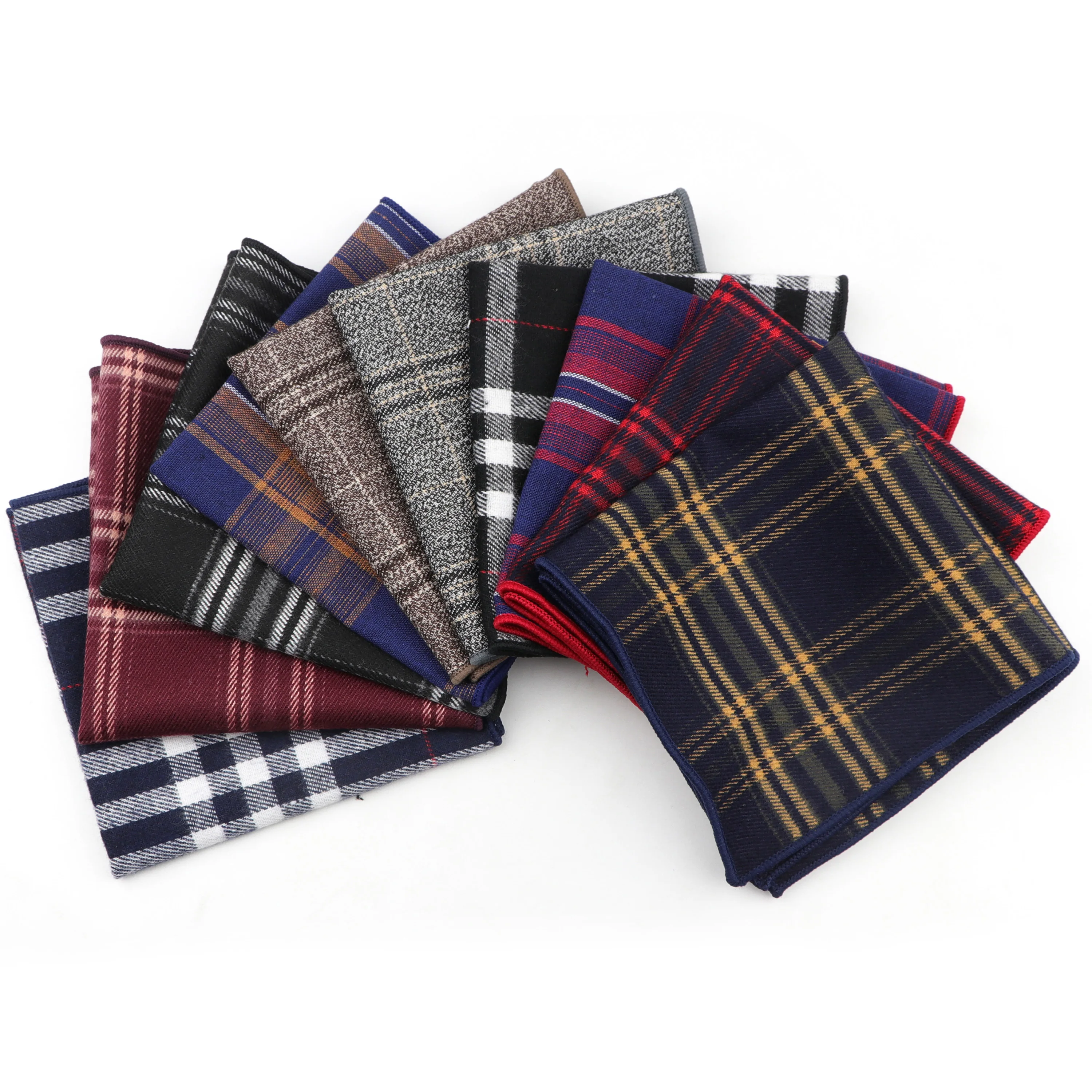 Striped Handkerchief Scarves Vintage Cotton Hankies Men's Pocket Square Handkerchiefs 23*23cm Length