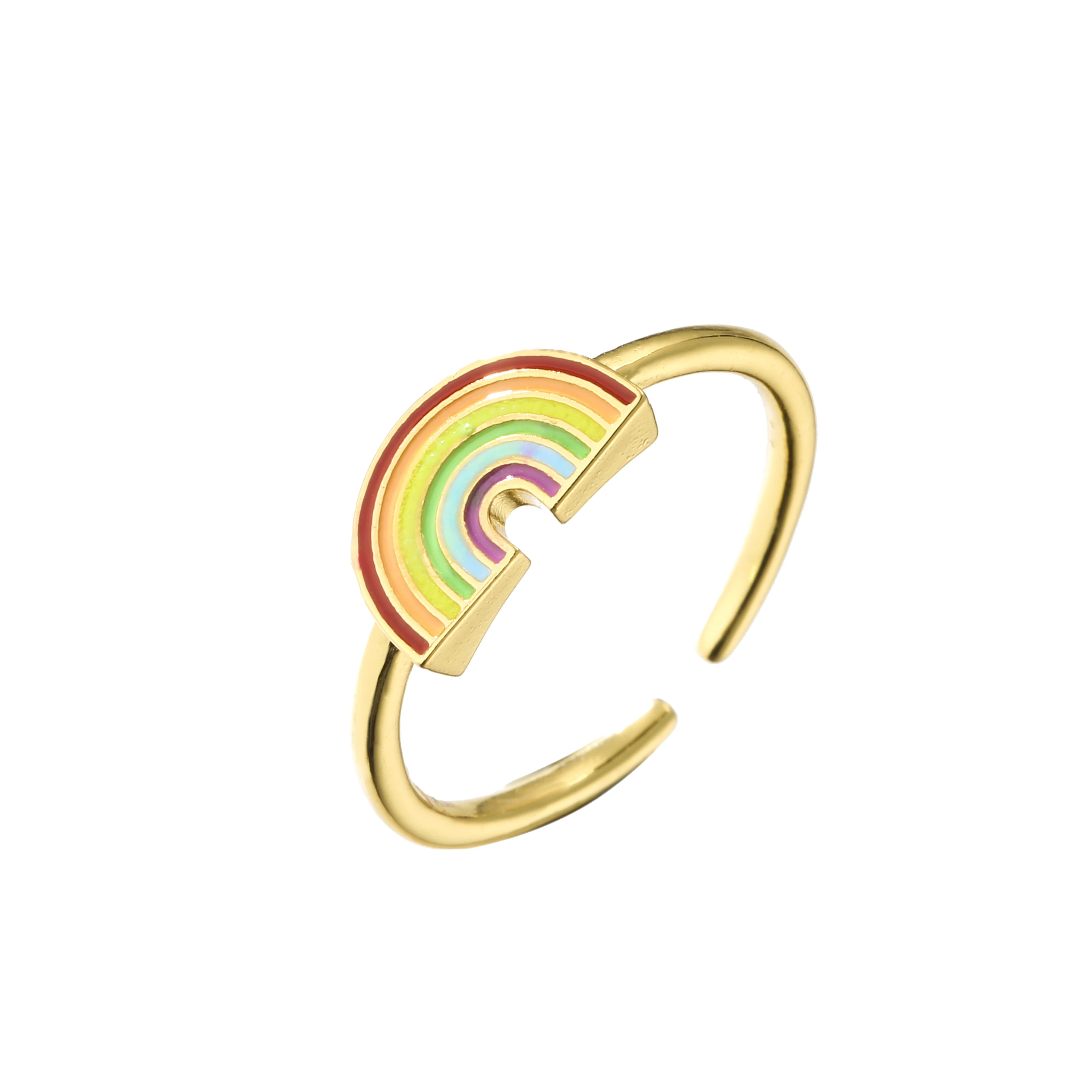 Rainbow Rings,Colorful Geometry wedding Engagement Ring femme Women for ring party gift charm Rhinestone ins Jewelry