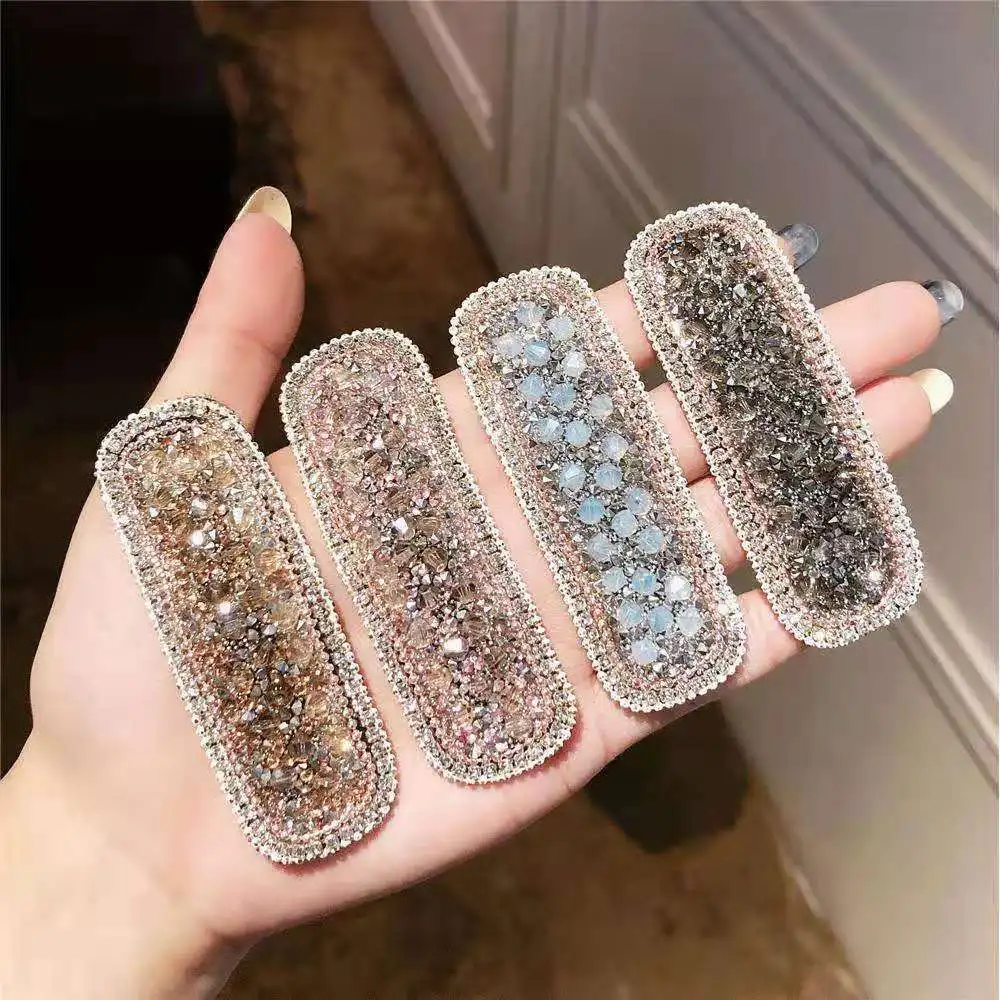 1PC Ins Square Waterdrop Bling Crystal Hairpins Headwear for Women Girls Rhinestone Hair Clips Pins Barrette Hair Accessories