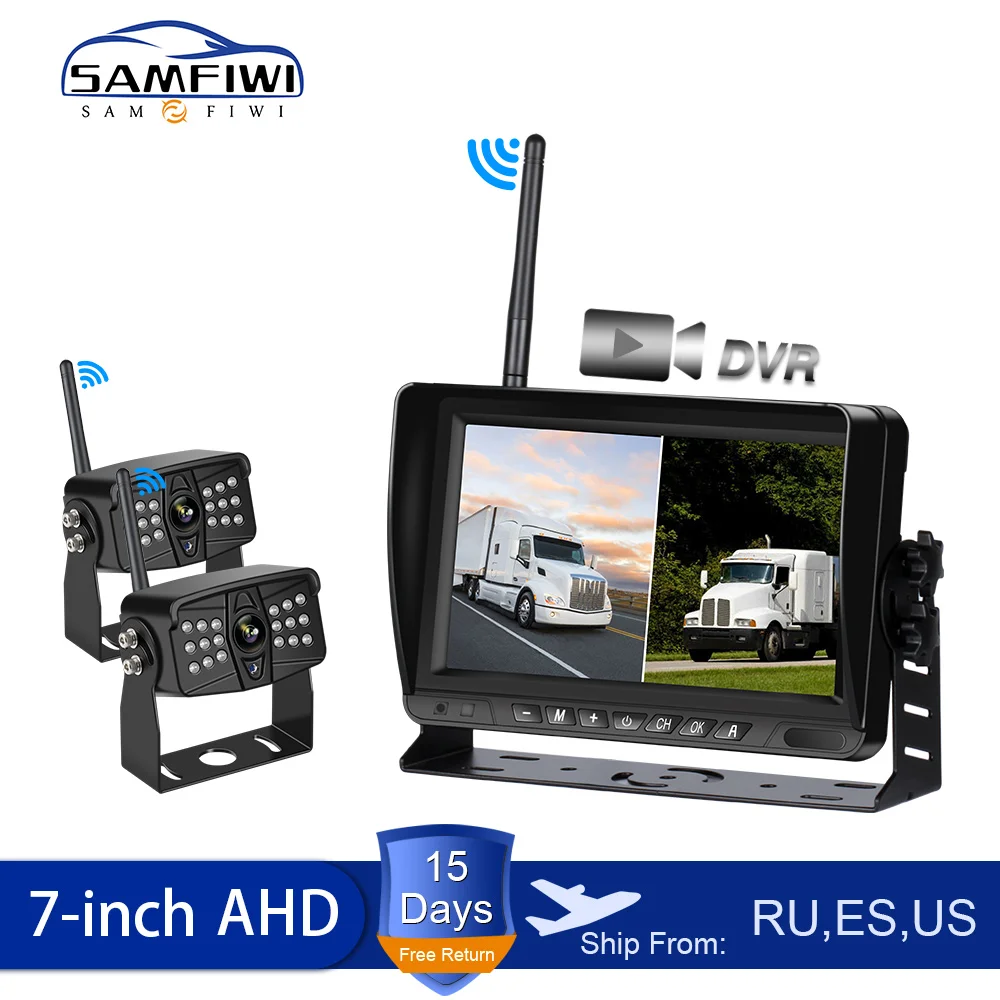 

Wireless Car Monitor AHD 4 Split Car Screen Recorder DVR With Vehicle Rear View Reverse Backup Wifi Camera For TRUCK BUS RV