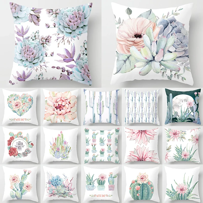 

Cactus Plants Pattern Decorative Cushions Pillowcase Polyester Cushion Cover Throw Pillow Sofa Decoration Pillowcover 40829