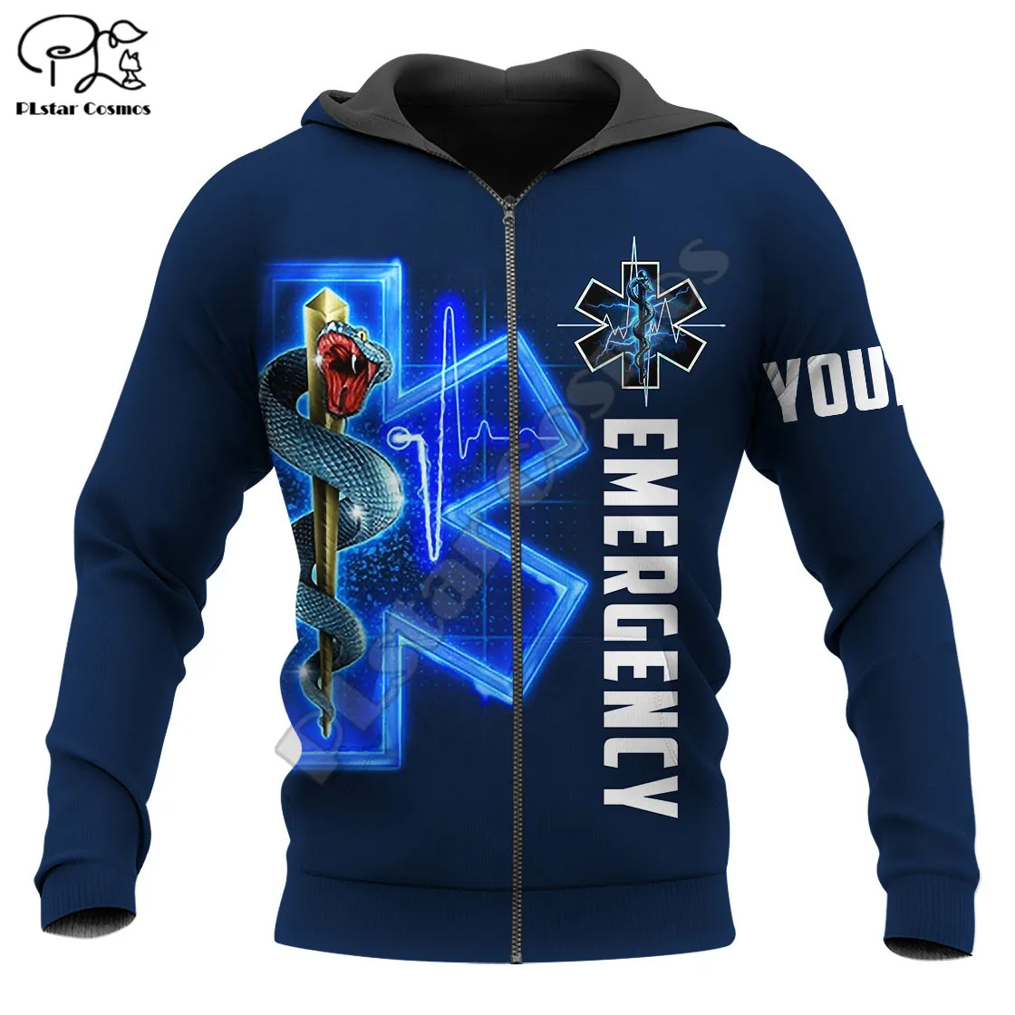 PLstar Cosmos EMS Emergency Medical Service 3D Printed Hoodies Sweatshirts Zip Hooded For Men/Women Casual Streetwear Style-E07