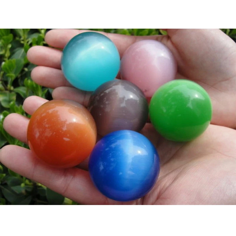 Natural Cat Eyes Ball Quartz Crystal Sphere 40mm Gemstone Healing Healing Ornament Home Office Decor Crafts