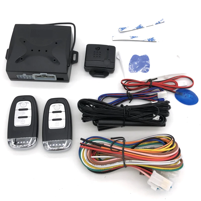 Auto sistema de entrada keyless botão de parada partida do carro universal sistema de chave inteligente alarme do carro fechadura da porta central com controle remoto